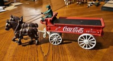 Vintage Cast Iron Horse Drawn Coca Cola Wagon