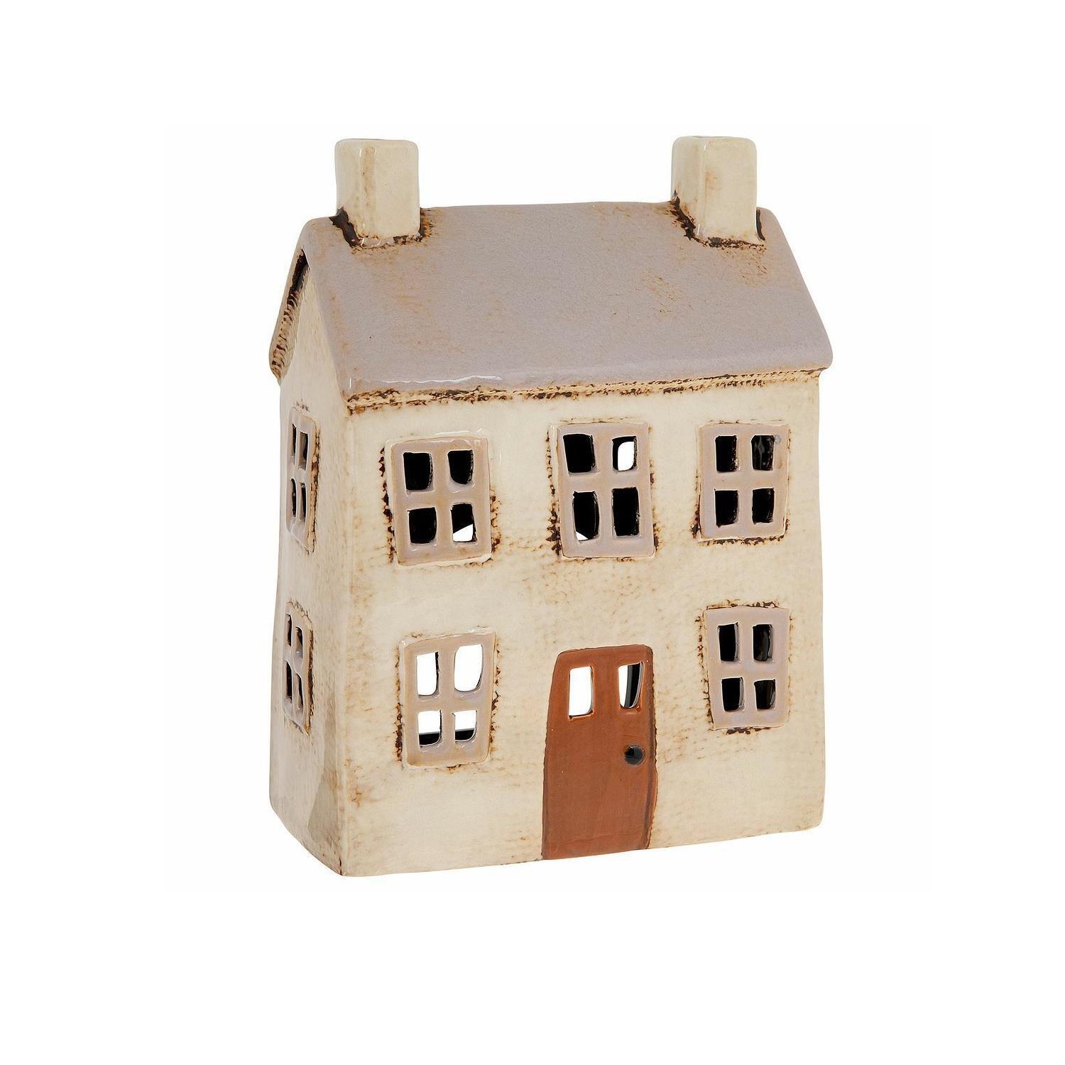 Tealight Holder Ceramic Candle Village Pottery Decorative Large Beige House