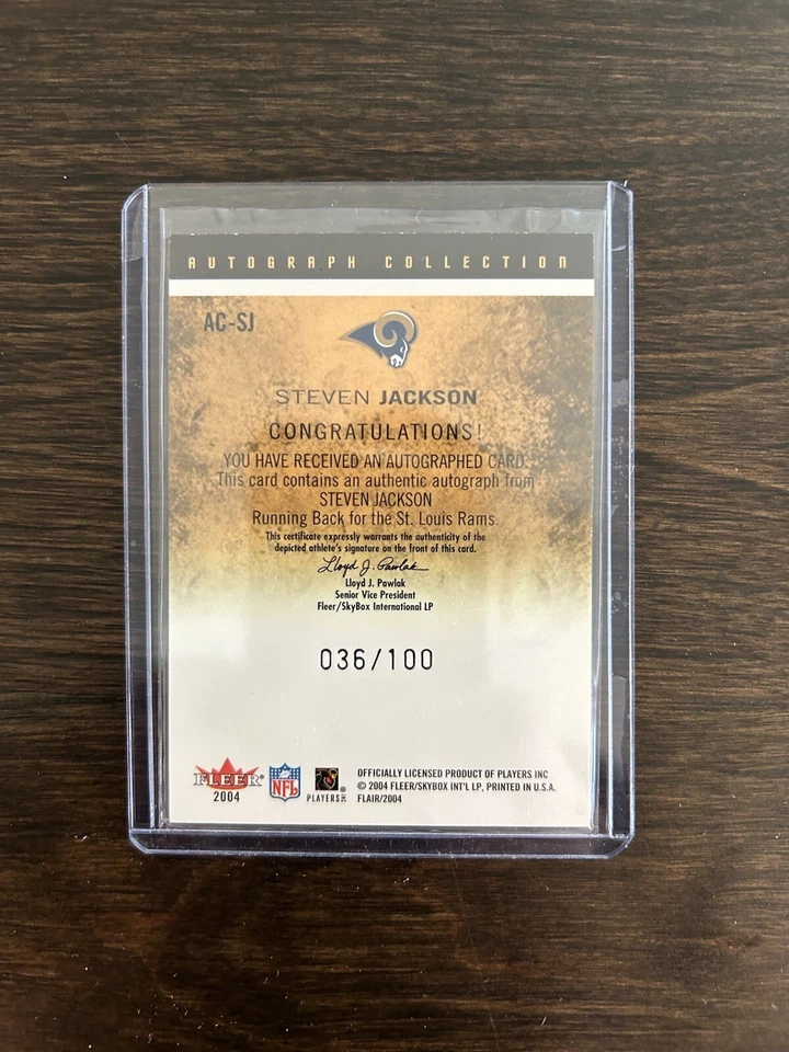 STEVEN JACKSON RC 2004 Fleer Flair Football AUTOGRAPH Collection 68/100 Rams - Image 2 of 2