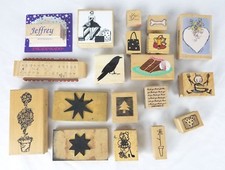 Assorted Rubber Stamps Lot of 19 Large and Small Crafting School Art Stampin' Up