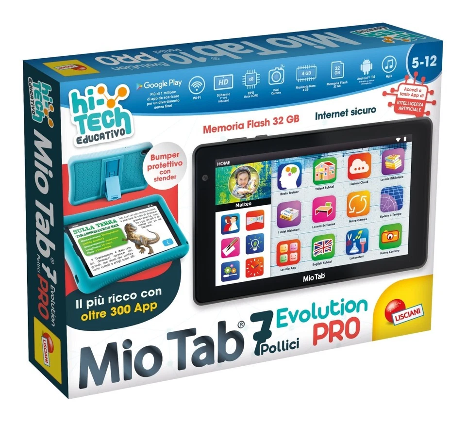 Lisciani Tablet 7" HI TECH MIO TAB Evolution Pro 7 WiFi Grey e Blue ( 32GB Ram - Immagine 2 di 4