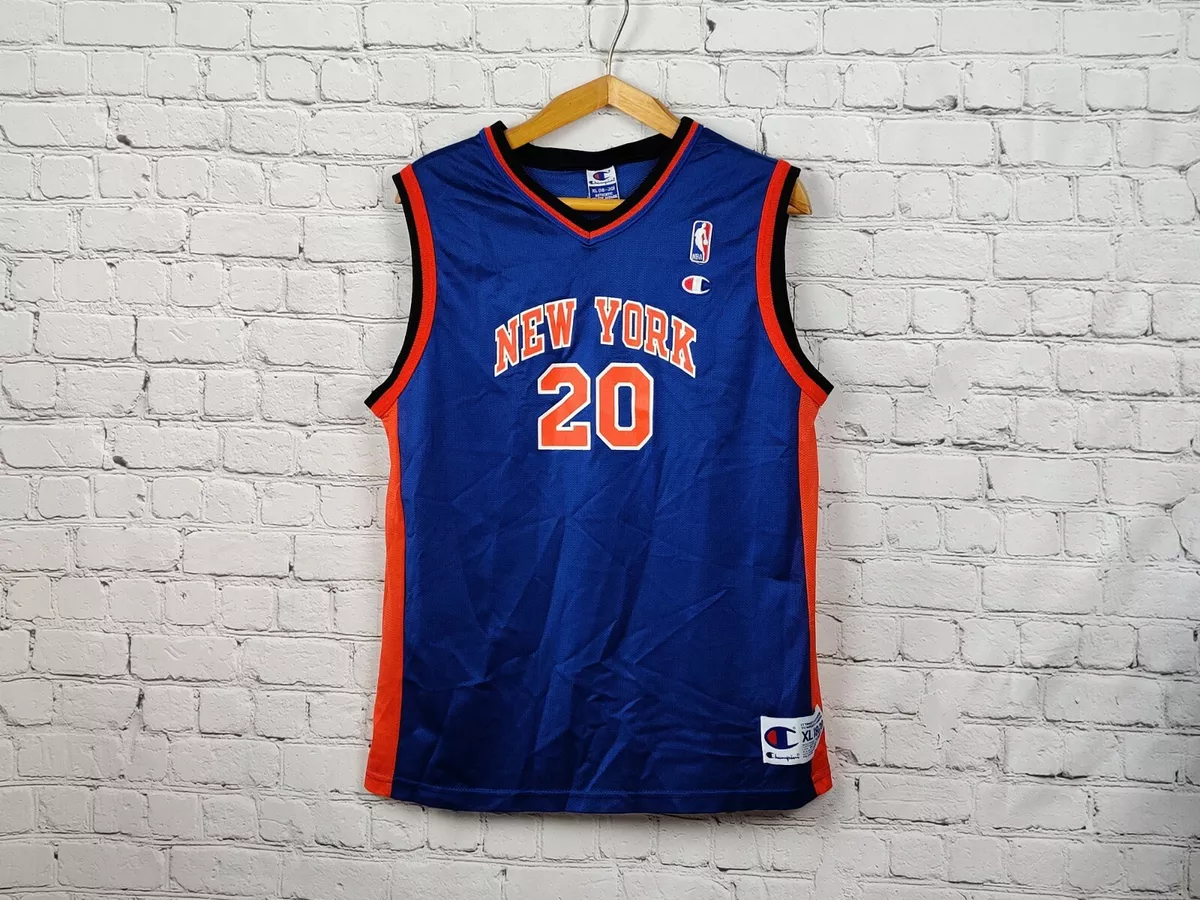 Nike New York Knicks Jersey Orange 20 Allan Houston NBA Kids sz XL+2 rewind  52