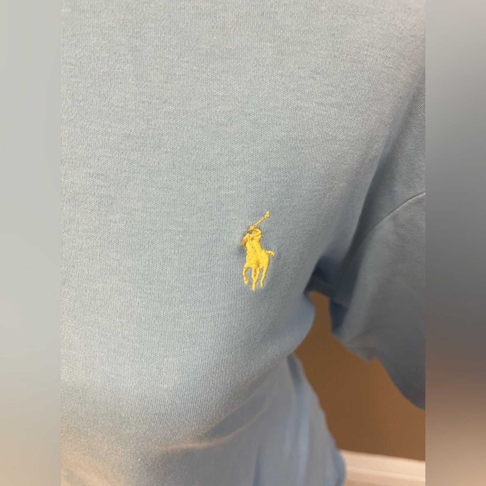 Polo Ralph Lauren vintage camicia blu con logo giallo pony 100% cotone