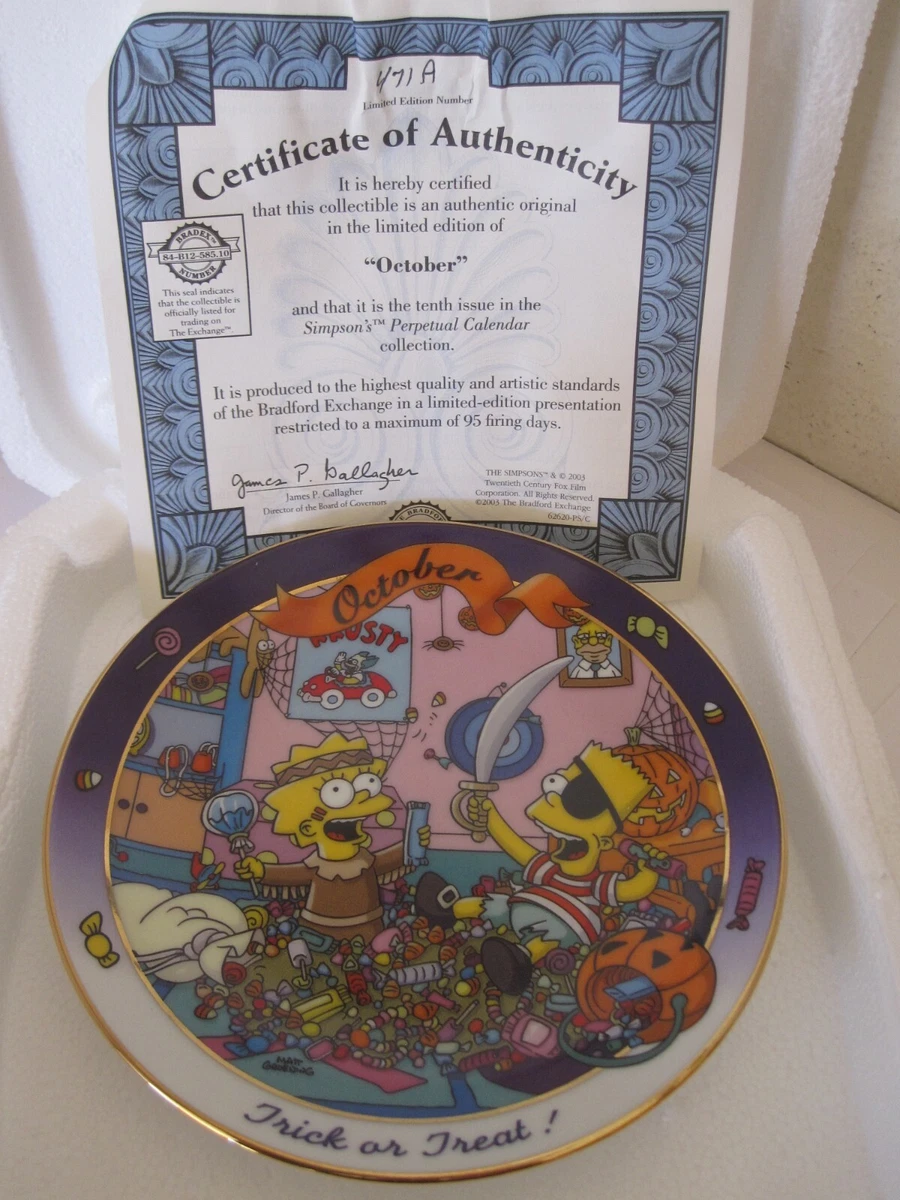 The Simpsons Bradford Exchange Perpetual Calendar Plate, OCTOBER 2003 | eBay