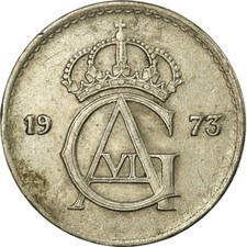 #674979 M&uuml;nze, Schweden, Gustaf VI, 25 &Ouml;re, 1973, S+, Copper-nickel, KM:836