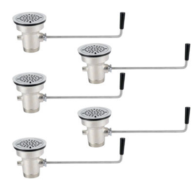 5 PACK Twist Lever Handle Waste Valve 3.5 Sink Opening Commercial Drain Strainer