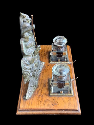 Saint George and the Dragon Bronze Sculpture ~ Antique Inkstand - Picture 5 of 8