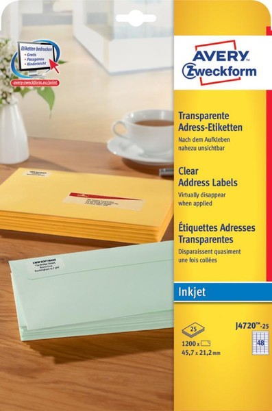Avery Zweckform Transparente Adress-Etiketten, 63,5 X 29,6Mm-image