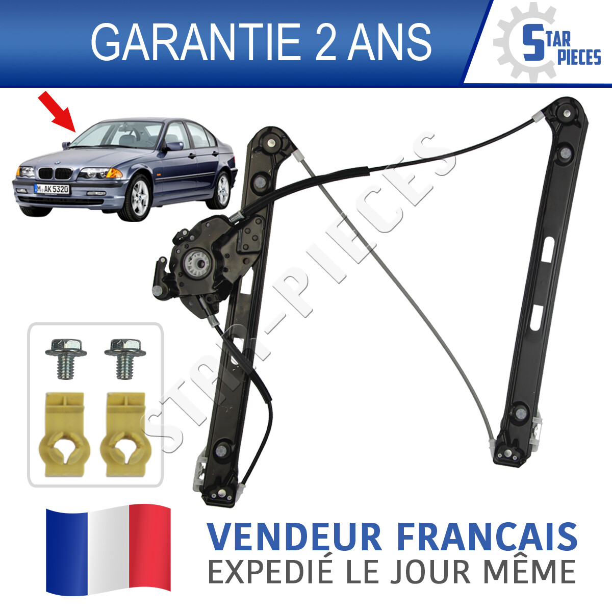 Monte glace électrique avant droit BMW E46 berline et touring 1998-2005