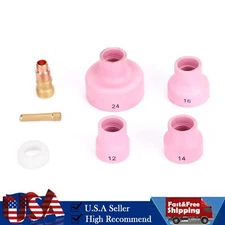 7Pcs TIG Welding Torch Stubby Gas Lens Ceramic Cup Kit For WP-17/18/26