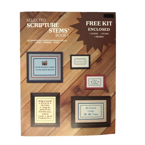 Cross Stitch Scripture Bible Verses Pattern Book 12 graphs 5 Floss Aida