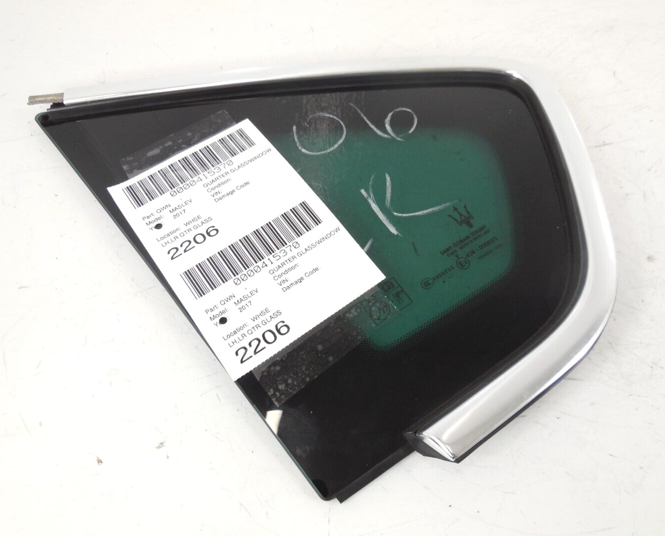 2017 17 Maserati Levante Rear Quarter Window Glass Driver Left LH OEM