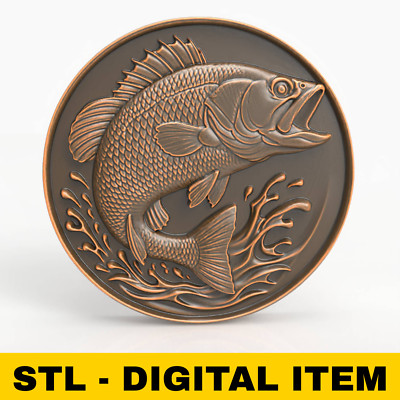 Bass Fish STL 3D Model Relief For CNC Router 3d Printer Laser