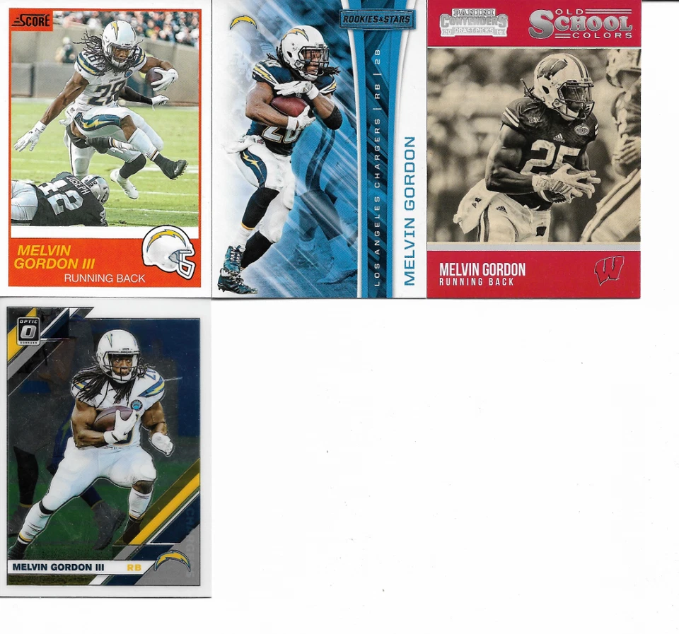 Melvin Gordon 9 Card Lot With 2015 Score Rookie Helmet Patch #17 NM con - Image 2 of 2