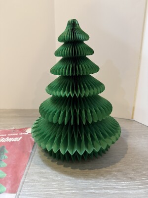 Vtg Tissue Paper Christmas Tree Eureka Honeycomb Table Centerpiece Holiday
