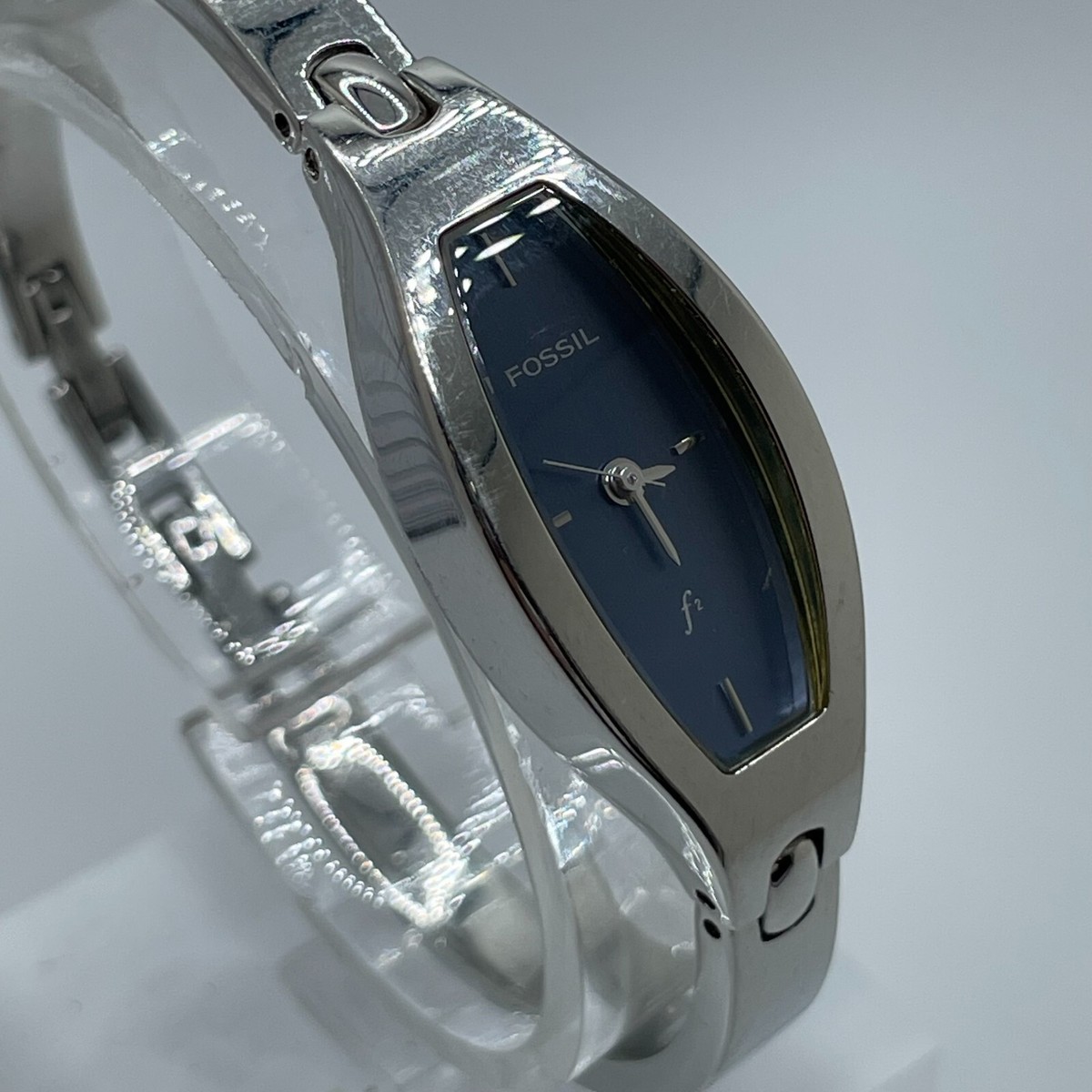 Fossil Silver Tone Watch Womens Crystal Accent Bracelet Rectangular Dial s-l1200.jpg main image 2