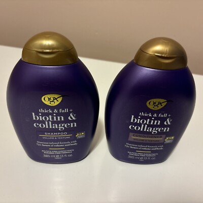 Set Of OGX Biotin & Collagen Shampoo And Conditioner- 13 Fl oz Each Thick & Full
