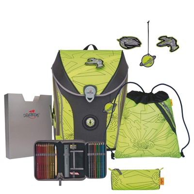 DerDieDas ErgoFlex Max Superflash Neon - Schulranzen Set 5tlg. 950g Neon Fighter