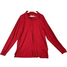 Cutter & Buck DryTec Red Long Sleeve Polo Shirt Moisture Wicking Golf Men SZ XXL