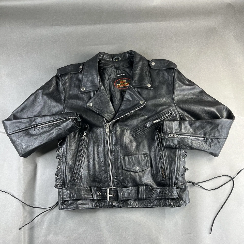 Hot Leathers Jacket 44 Black Women Zip-Out Liner Quilted Belt Corset Snap Used - Image 2 of 4