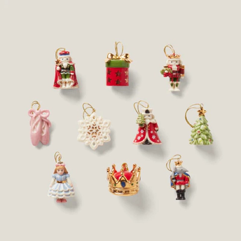 Lenox China NUTCRACKER - Christmas Mini Ornaments - 10 Piece Set - N/O