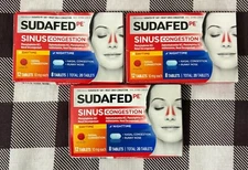 3x Sudafed PE Day and Night Sinus Pressure & Congestion Tablets Exp 06/2026