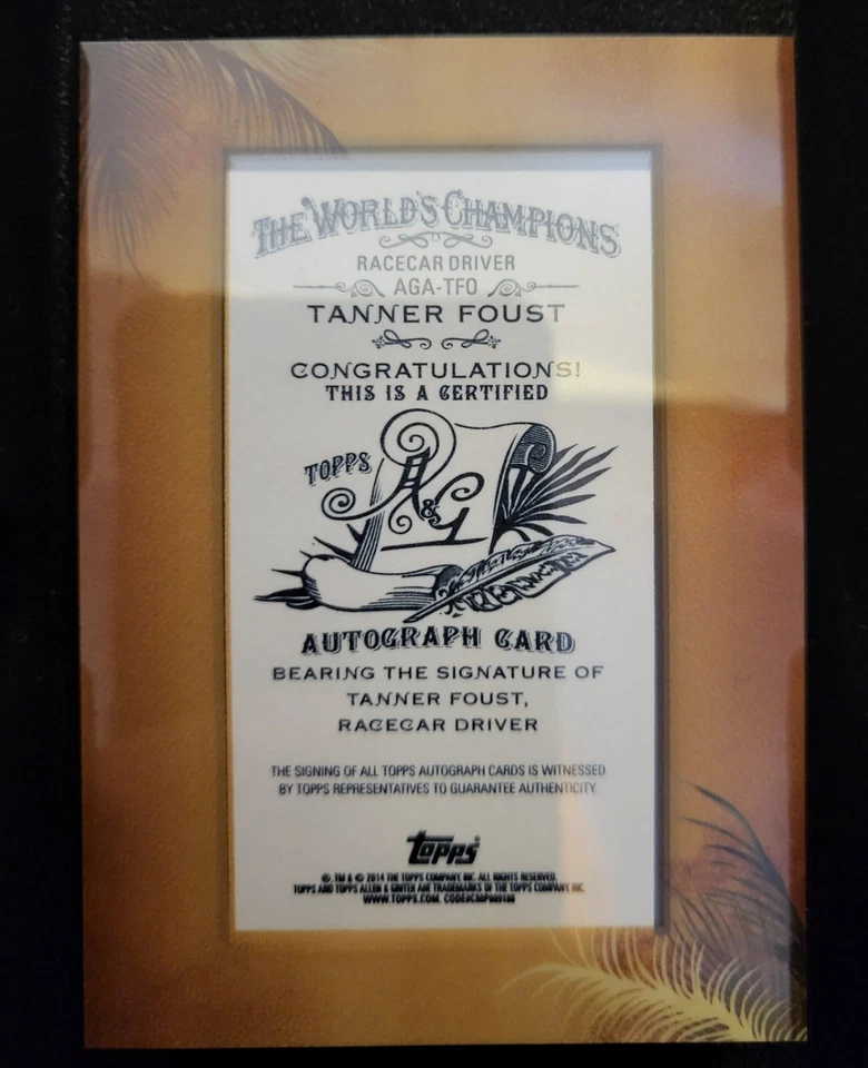 2014 Topps Allen & Ginter's Framed Mini Auto Tanner Foust #AGA-TFO Auto - Image 2 of 2