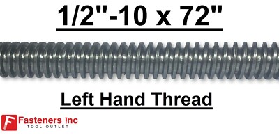 1/2''-10 x 72'' Acme Threaded Rod Left Hand LH 1/2-10 x 6ft. Plain Steel CNC LC