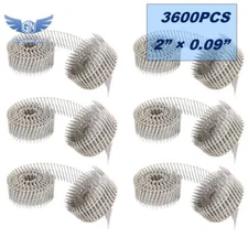 3600Pcs 2” × 0.09” Siding Nails Ring Shank Stainless Steel 15 Degree Wire Coil