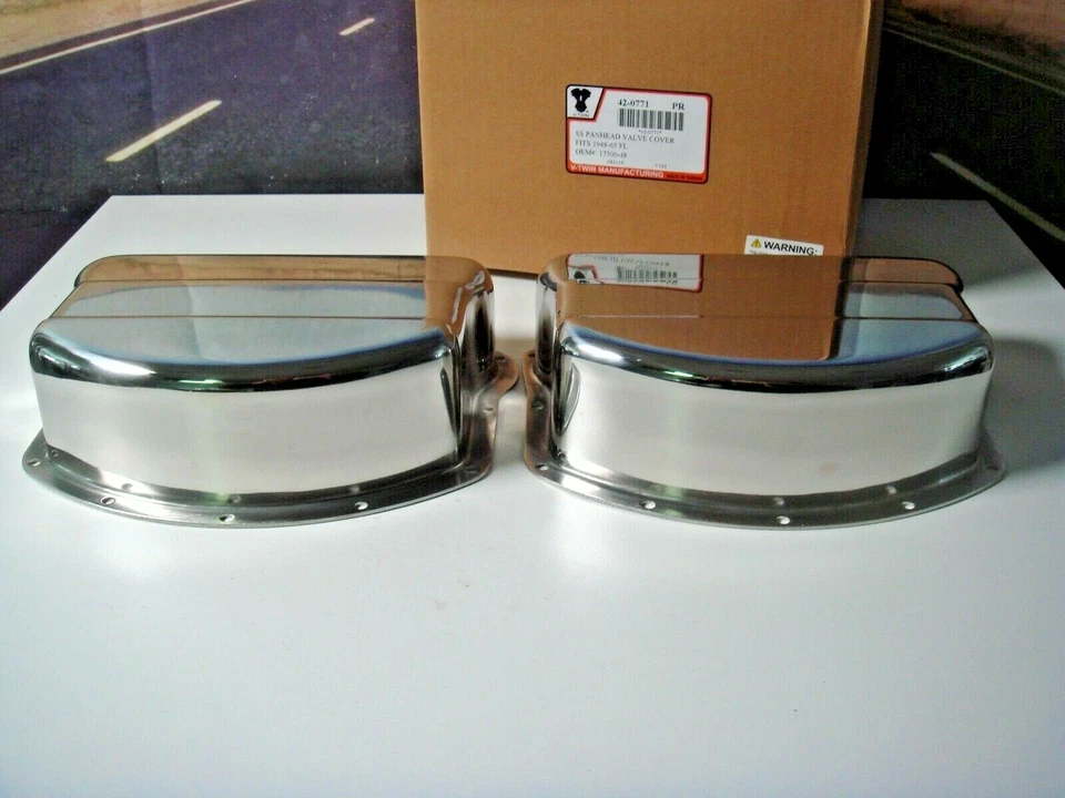 Cubiertas de válvula Harley Panhead DuoGlide 48-65 acero inoxidable 17500-48 V-Twin 42-0771 X4 Foto 4 de 4