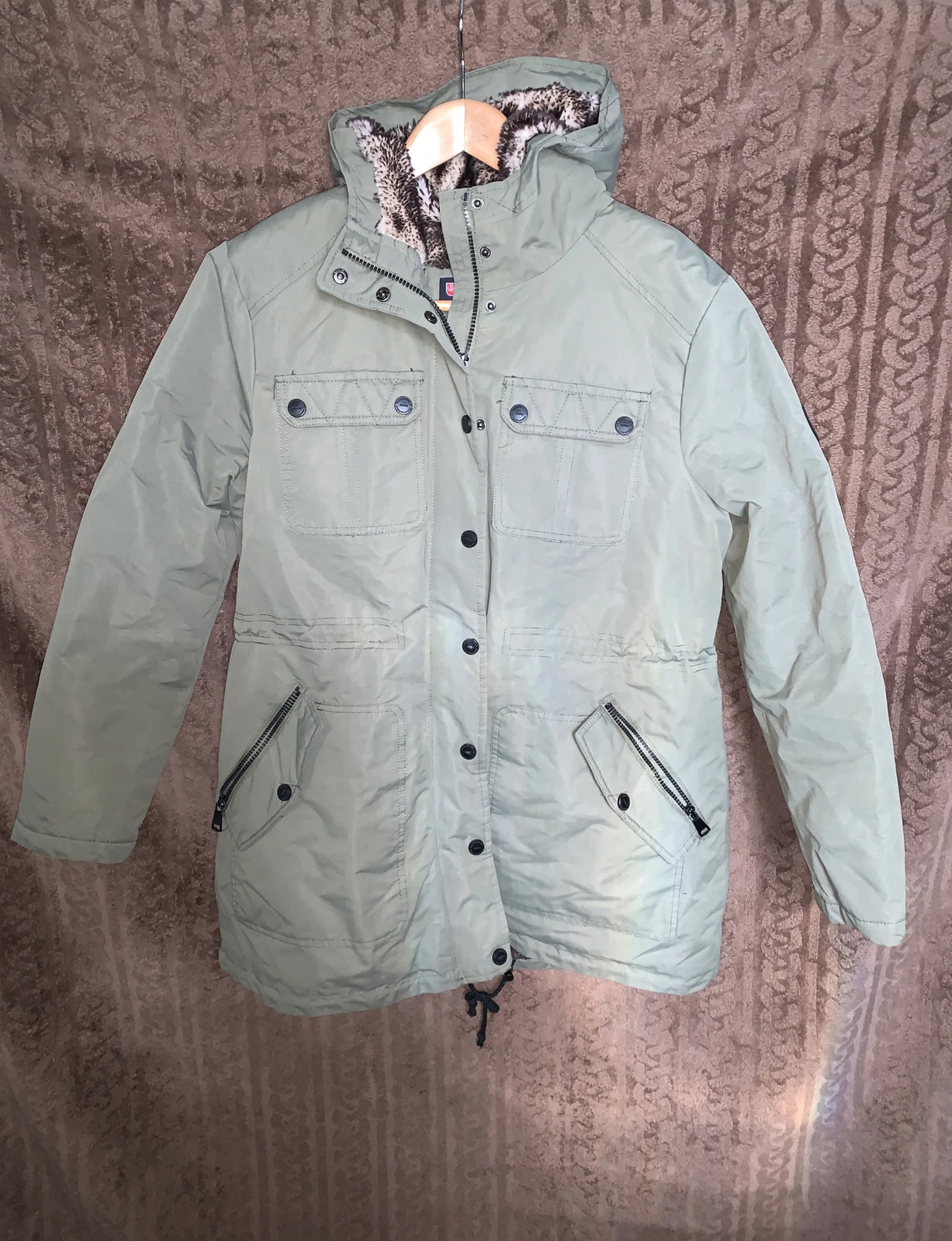 URBAN REPUBLIC WATERPROOF Hooded FAUX FUR LINED PARKA JACKET GREEN MEN’S Sz XL