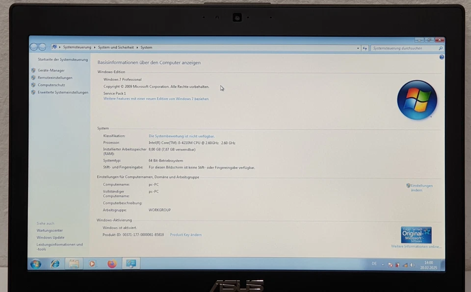 ASUS B451J Windows 7 Notebook DVD-RW i5-4210M 240GB SSD 8GB Laptop VGA USB3 14" - Bild 3 von 4