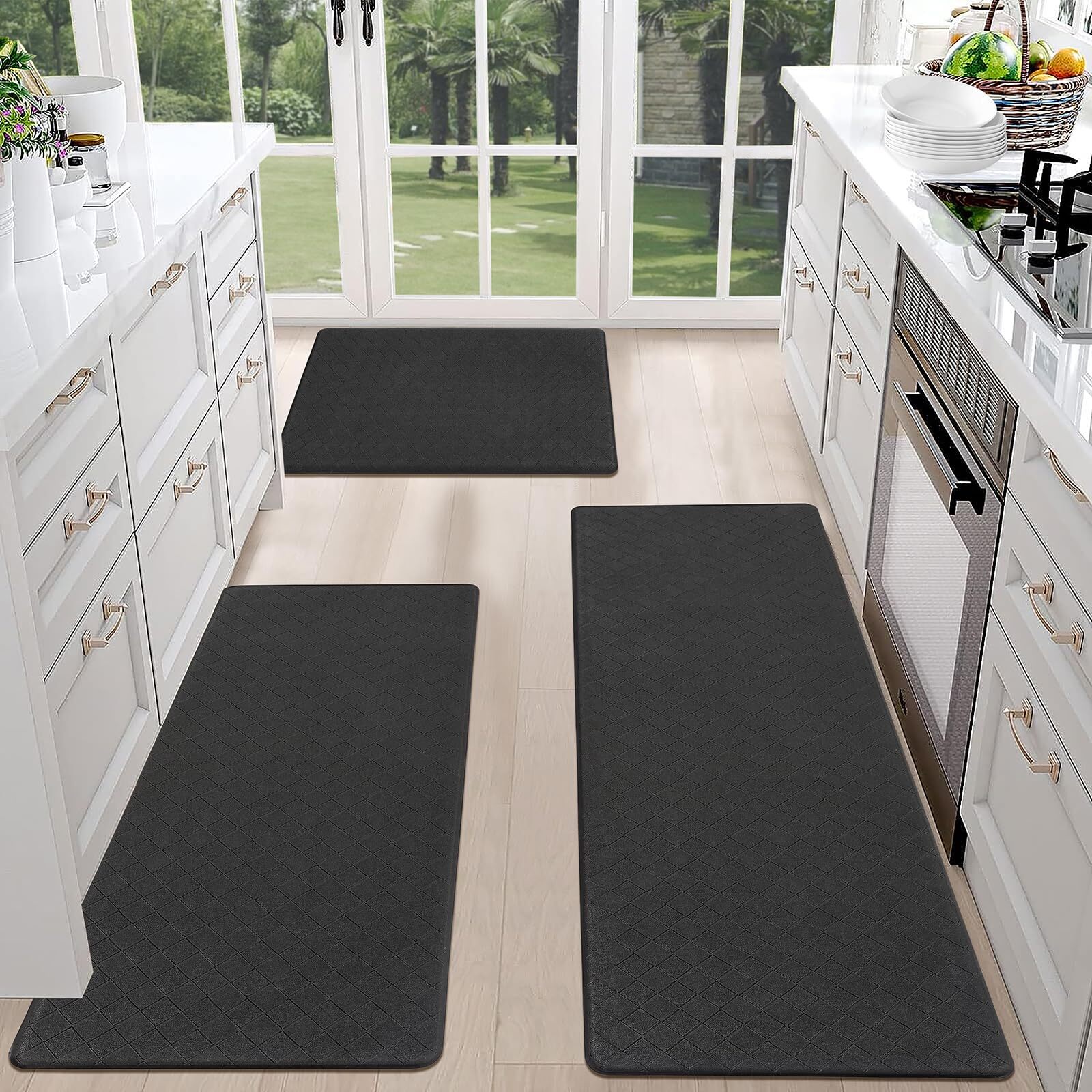 Anti Fatigue Kitchen Mats for Floor Set of 3 Cushioned Kitchen Rug Sets 3 Pie...