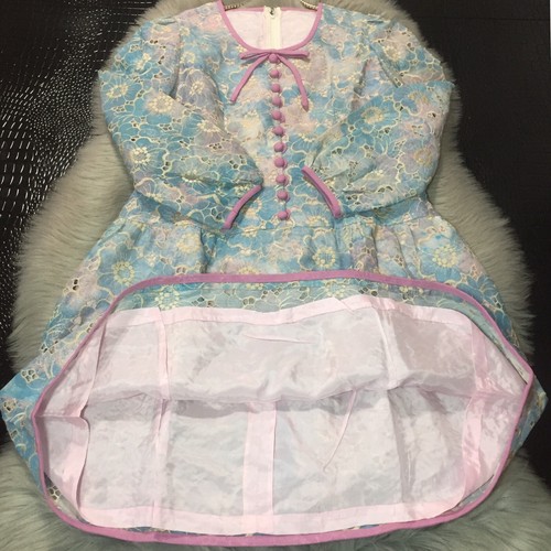 Vintage Floral Embroidered Details Dress Quality Piece 60s 70s NEW - Picture 4 of 12
