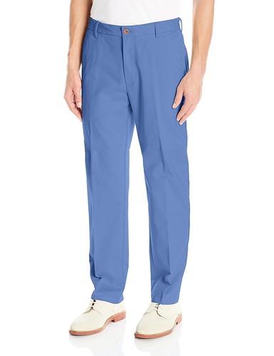 IZOD Men's Performance Stretch Straight Fit Flat Front Chino Pant Blue ...