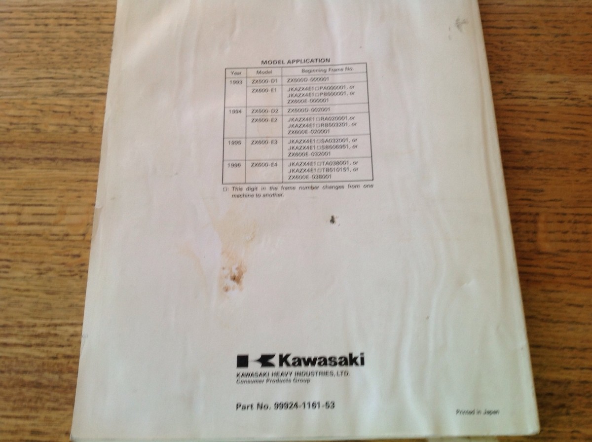 OEM Kawasaki Ninja ZX-6 ZZ-R600, ZZ-R500 1993-1996 Service