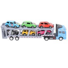 (Blue)Toy Truck Transport Car Carrier 6 Sport Cars In Truck Toys Pull Back