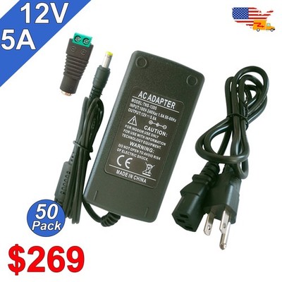 12V 5A Switching Power Supply 5 Amp 10~50 Pack 60W For 5050 Led Strip Us Stock