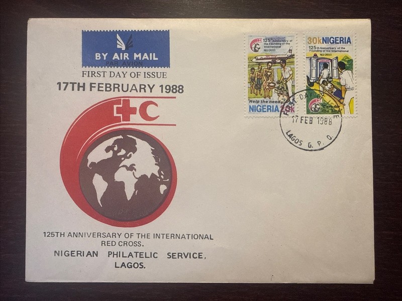 NIGERIA FDC COVER 1988 YEAR RED CROSS AMBULANCE HEALTH MEDICINE STAMPS