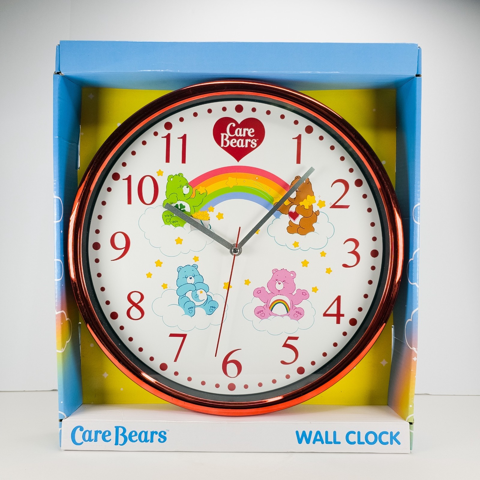 Care Bears Wall Clock 14" Red Chrome Rainbow Dial Cheer Bedt