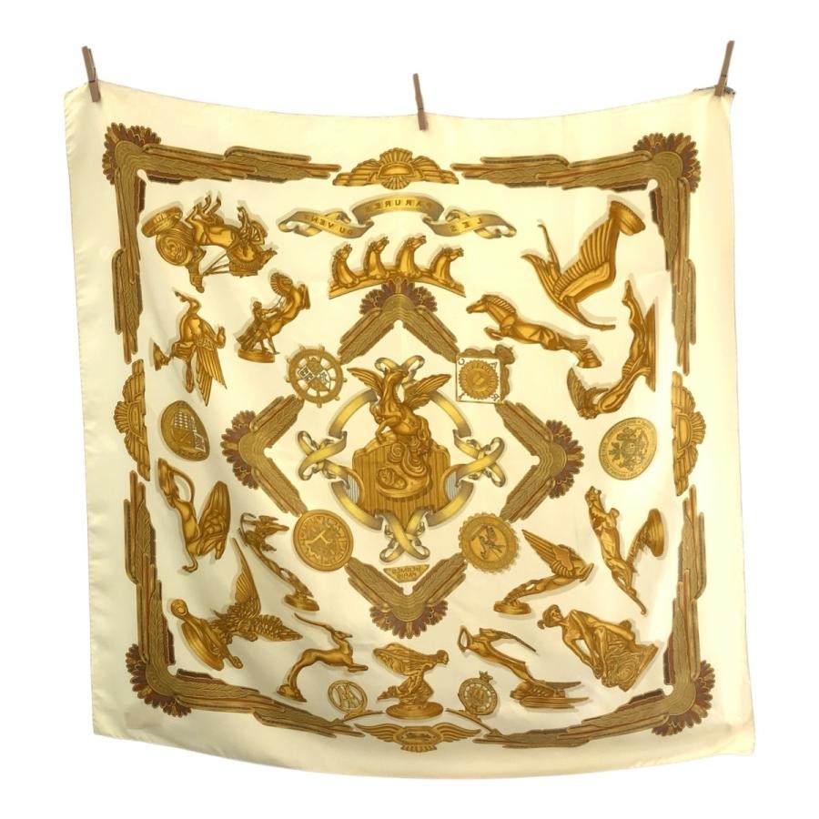 Hermes Les Parures Du Vent Beige Silk Scarf 90cm Women Luxury Fashion Accessory