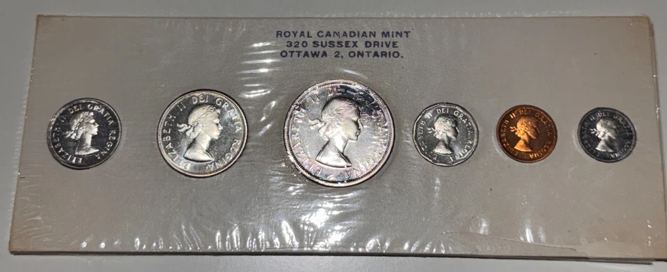 1960 Canada Silver Proof Like Set 6 Coins Total In Original Cardboard Holder - Image 2 of 2
