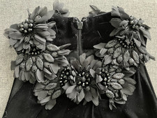 Tahari Size 8 Women's Black Velvet Dress w/Statement High Neckline, Worn Once