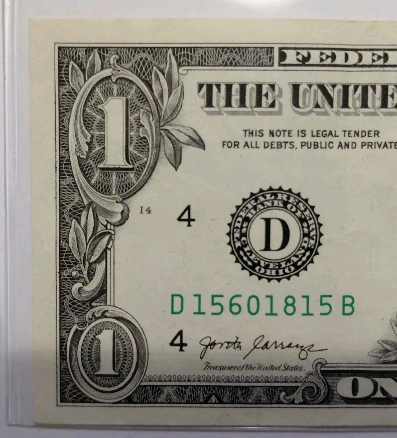 2017 A $1 FEDERAL RESERVE BANKNOTE OF OHIO BOOKEND #15 D 15601815 B PLATE # 16 - Image 3 of 4