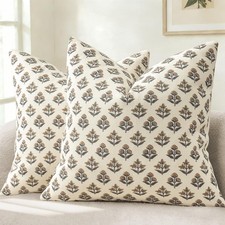 Farmhouse Floral Print Throw Pillow Covers 20x20 Set of 2, Rustic Decorative ...
