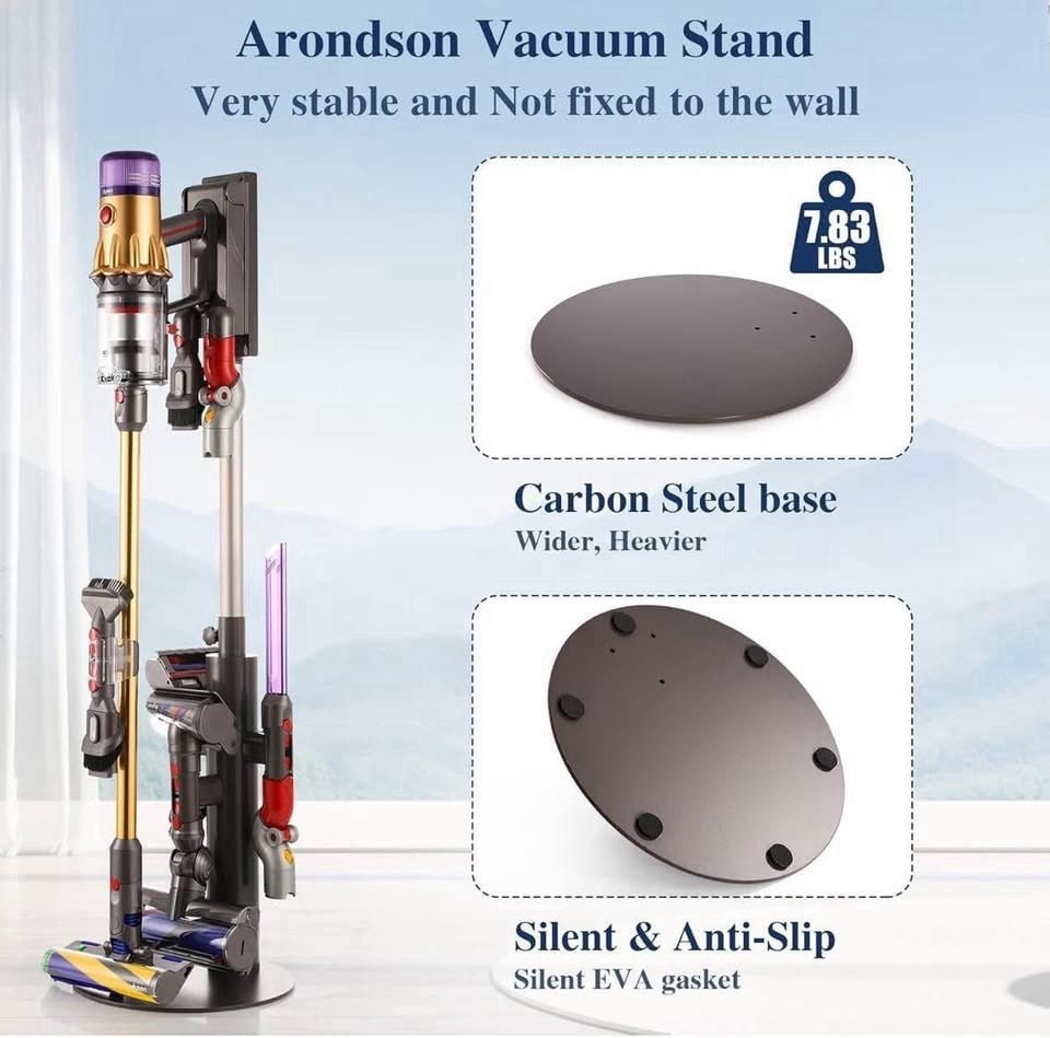Vacuum Stand Compatible with Dyson V15, V12, V11, V10, V8, V7, Carbon Steel