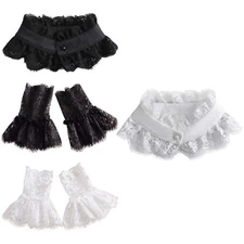 Womens Lace Collar Cuffs Detachable Ruffle Collar Floral Lace Wrist Cuff Cosplay