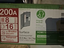 Square D HOMELINE 200A MAIN BREAKER 8 SPACES 16 CIRCUITS WITH FEED-THRU LUG
