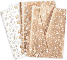 Christmas Tissue Paper for Gift Bags, Metallic Snowflake Santa 60 Sheets 20x14in