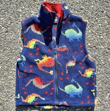 Vintage Polartec Handmade All Over Print 90s Dinosaur Fleece Vest Toddler Large